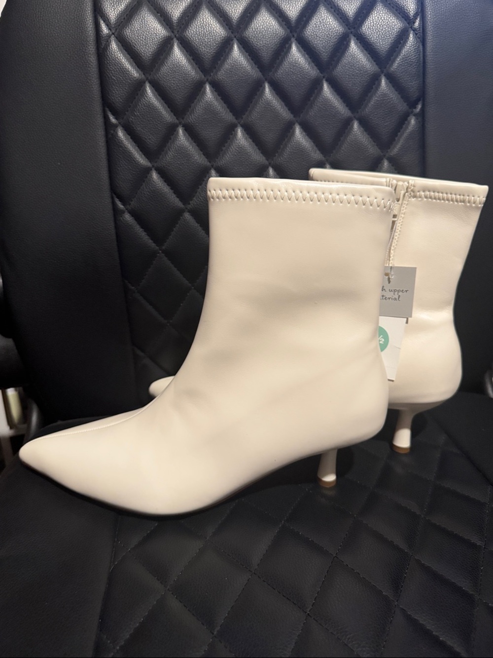 Women's Lonnie Kitten Heel Stretch Ankle Boots - A New Day White 8.5 NWT
